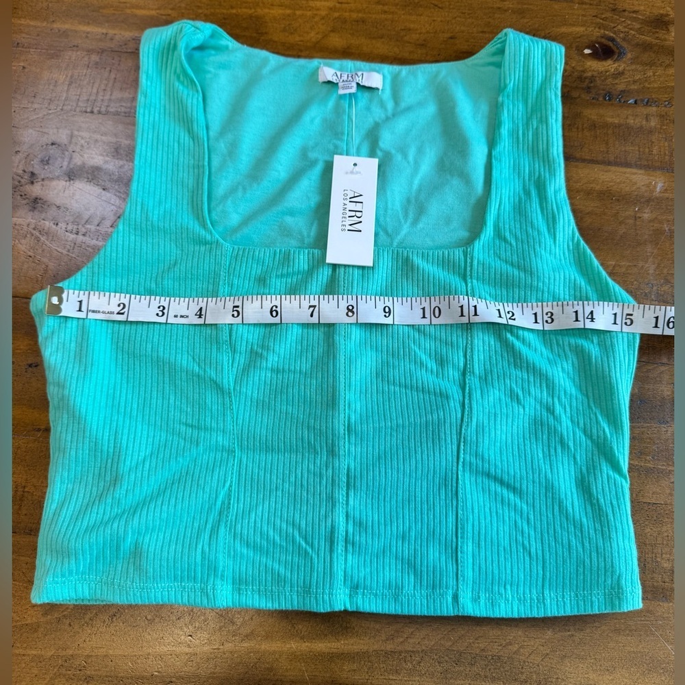 AFRM Top Double Lined Green Mesh Corset Square Neck Sleeveless Tank Coquette NWT - Picture 4 of 5